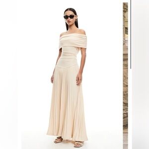 Elegant Cream Off-Shoulder Maxi Dress